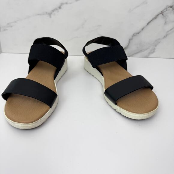 Kensie Women Everlee Casual Sandal Size 8.5 Stretch Comfort Cushion Summer Black - Picture 1 of 10